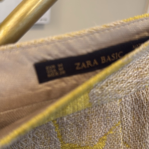Zara Yellow Cream Mini burlap mini Skirt - Picture 6 of 10